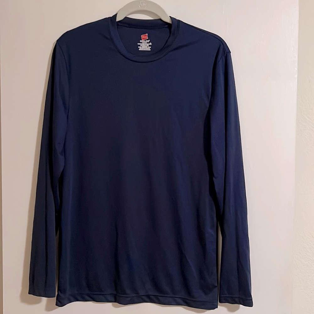 Hanes Sport Men’s FreshIQ Cool DRI Navy Blue Long Sleeve T-shirt